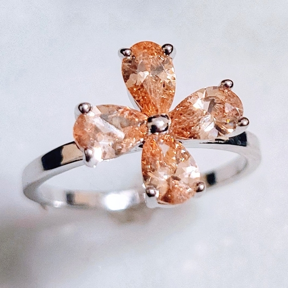 Jewelry - Tangerine Flower Gemstone 925 Silver Ring Size 8